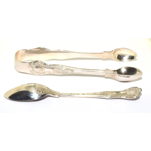 272 - Super boxed set of Tea spoons and matching sugar nips in Kings pattern 290g 