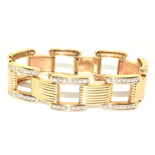 268 - 14ct yellow gold Diamond designer style bracelet