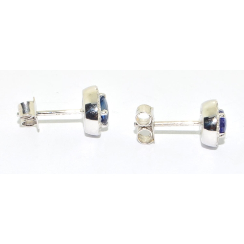 88 - Pair of oval Sapphire and Diamond earrings of 1.25cts