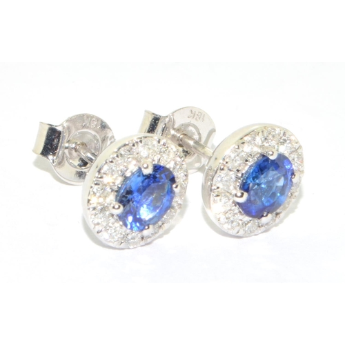 88 - Pair of oval Sapphire and Diamond earrings of 1.25cts