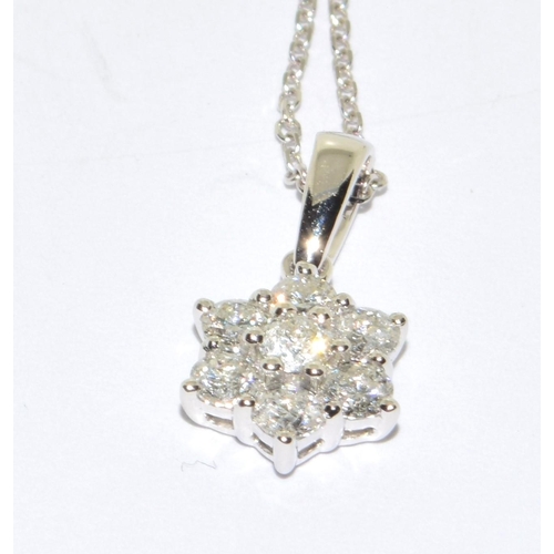 178 - 18ct white gold Daisy style Diamond pendant necklace approx 60 points