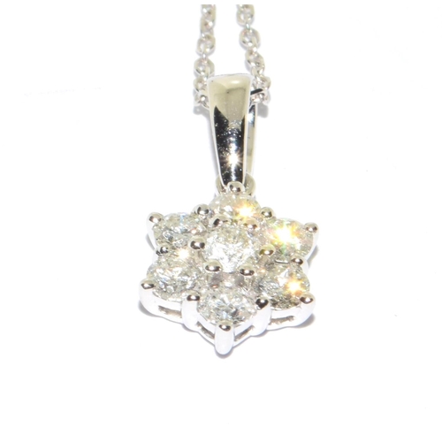 178 - 18ct white gold Daisy style Diamond pendant necklace approx 60 points