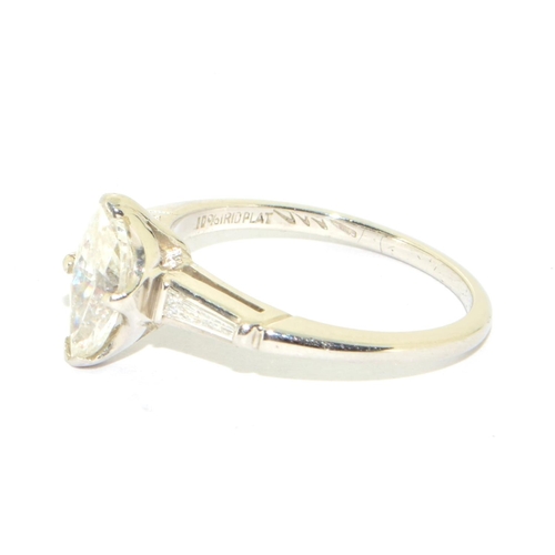 276 - Platinum set Marquise shaped Diamond solitaire ring approx 1ct size L