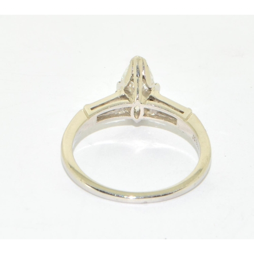 276 - Platinum set Marquise shaped Diamond solitaire ring approx 1ct size L