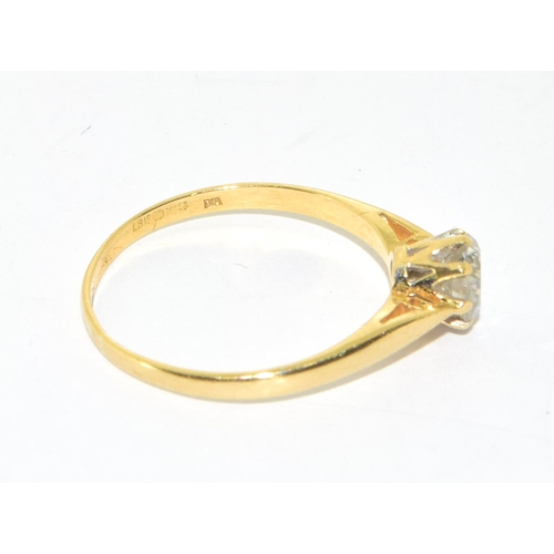 18 - 18ct yellow gold ladies diamond solitaire ring of approx 0.50ct hall marked as diamond in ring size ... 