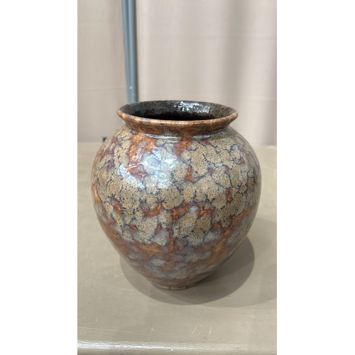 206 - A Rare Glazed Mid Century West German Stoneware vase with an earth-toned craquelure glaze, contempor... 