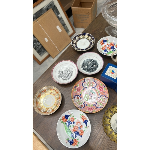 207 - Two vintage ceramic beer steins and an amber glass dish with lid. and a large collection of Antique ... 