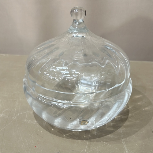 330 - Dartington Crystal Domed Bowl, Large Murano Glass Fish Figurine, and Crystal Candle Holder, elegantl... 