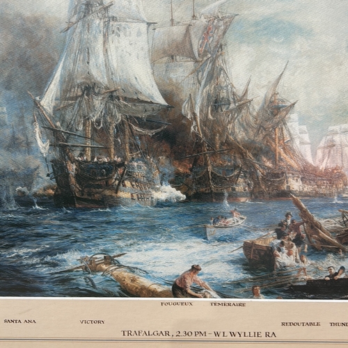 187 - Maritime battle scene print, featuring ships such as hms victory. Vivid depiction of historical nava... 