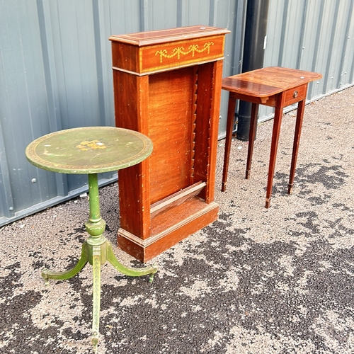 99 - Mahogany inlaid music cabinet with elegant ribbon design. Accompanied by a Georgian-style mahogany d... 