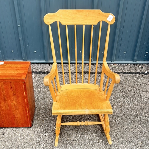 105 - Wooden stool with a round seat and painted legs. Simple, functional design. along with a Large Pine ... 