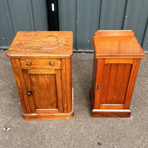 98 - An Antique wooden cabinet wash stand and a wooden pine Bedside cabinmet crafted from warm-toned wood... 