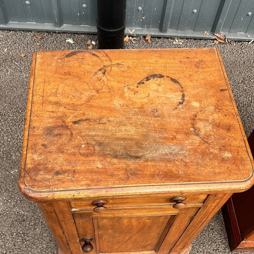 98 - An Antique wooden cabinet wash stand and a wooden pine Bedside cabinmet crafted from warm-toned wood... 