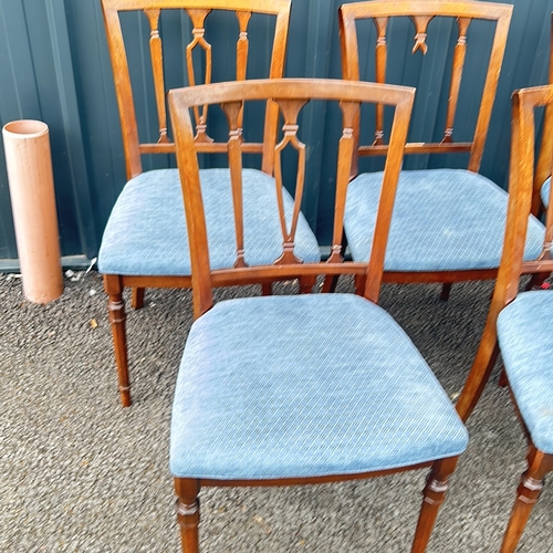 66 - Set of eight mahogany dining chairs with upholstered seats, featuring Georgian-style detailing and t... 