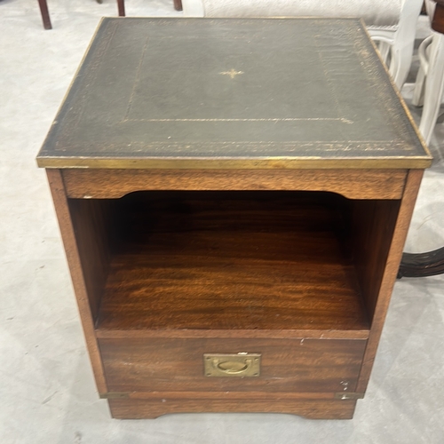 78 - Reprodux by Bevan Funnell Ltd mahogany side table with embossed leather top, crafted in England, fea... 