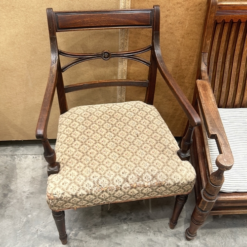 95 - Set of three vintage wooden chairs feature turned legs and distinctive back designs.