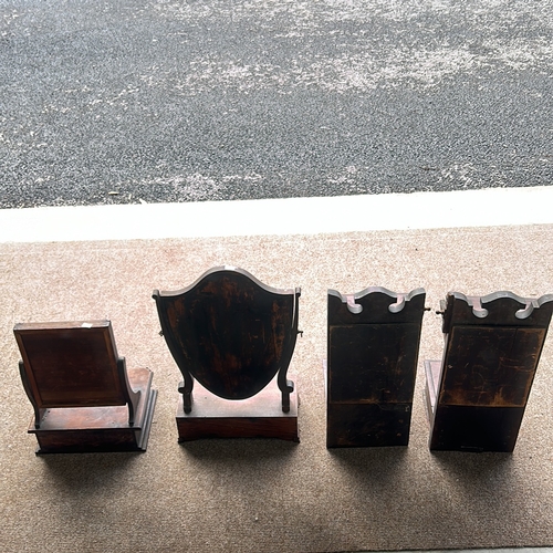 97 - Set of four Antique  mahogany table top candle mirrors featuring decorative brass handles.