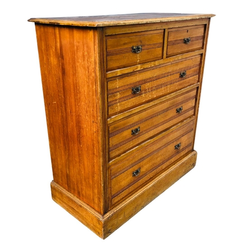 148 - Late 19th Century 2 over 3 Satinwood Chest of Drawers with gothic revival brass handles. Approx 112c... 