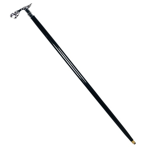 8 - A Silver Metal Jaguar handled walking stick on ebonised wood