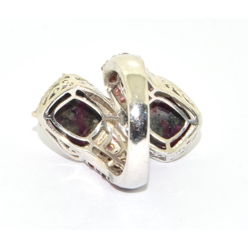 27 - Large Tourmaline 925 silver twist ring size P