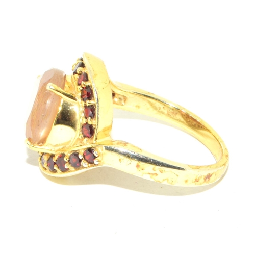 137 - TGGC tourmaline /garnet 925 silver gilt ring size R