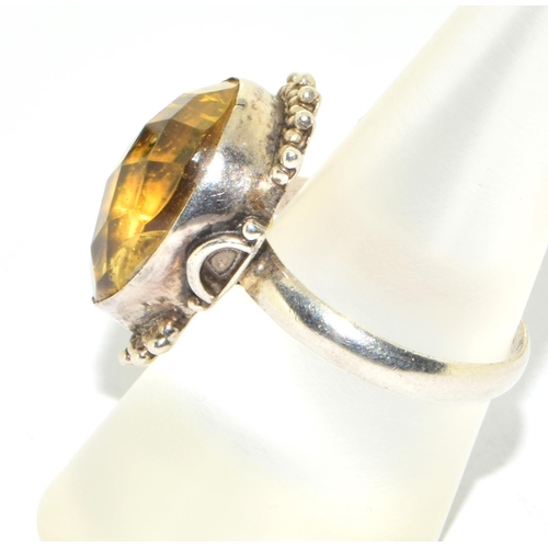 167 - Georgian design citrine 925 silver ring size Q