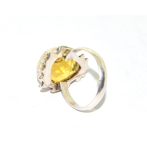 167 - Georgian design citrine 925 silver ring size Q