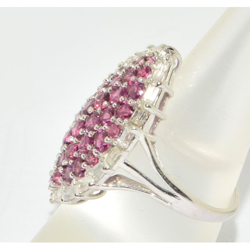 197 - Pink Tourmaline 925 silver navette ring size O