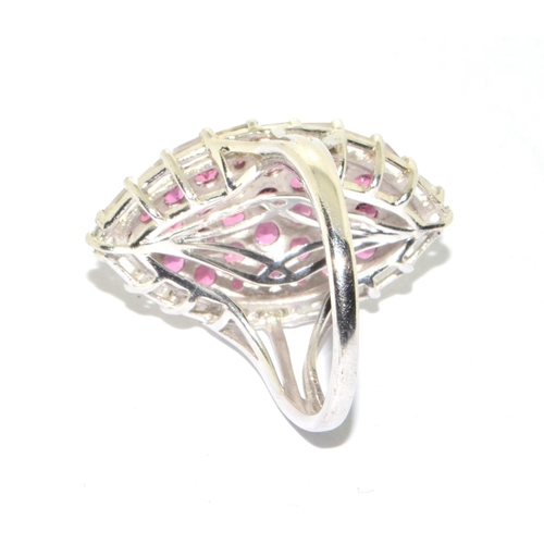 197 - Pink Tourmaline 925 silver navette ring size O