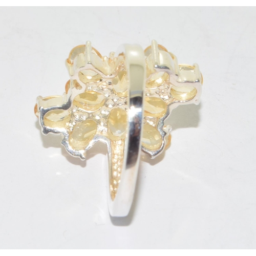 269 - Modernist golden Citrine 925 silver ring size N