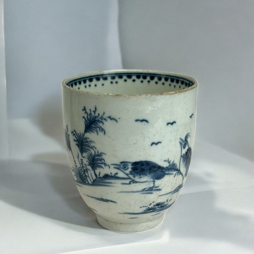 300 - An 18th century Worcester porcelain coffee cup.C.1775, Quail pattern. Crescent mark to base. Togethe... 