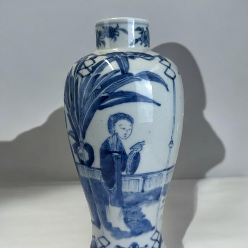 57 - A Chinese porcelain blue & white baluster vase.Qing dynasty, 19th century.Painted in the Kangxi ... 