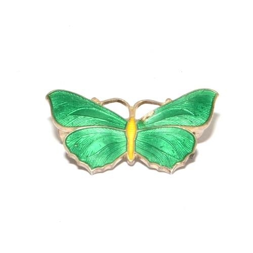 59 - Sterling silver small enamelled butterfly brooch