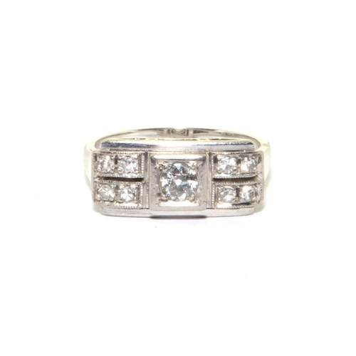 266 - 18ct white gold ladies art Deco Diamond ring of approx 0.50ct size K