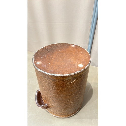 209 - A Large Errington Reay and Co, Bardon Mill, Stoneware crock with embossed design and side handles. M... 