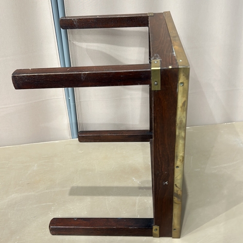 116 - Side table with Brass Framed and glazed 17th-century world map reproduction.