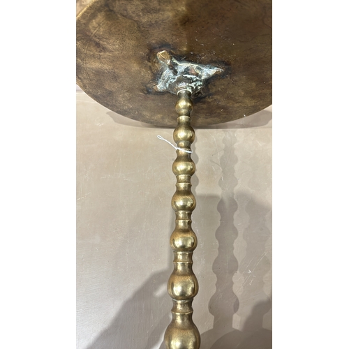 264 - Antique Brass pedestal stand/ Wine Table with scalloped base.