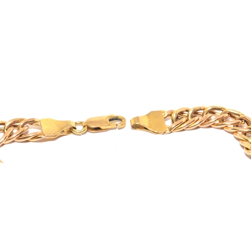 243 - 9ct gold double fancy link bracelet with lobster claw clasp 7g 20cm long 