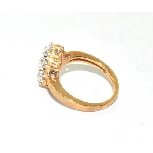 108 - Diamond drop down cluster ladies ring in 9ct gold approx 0.50ct , 4.8g size N