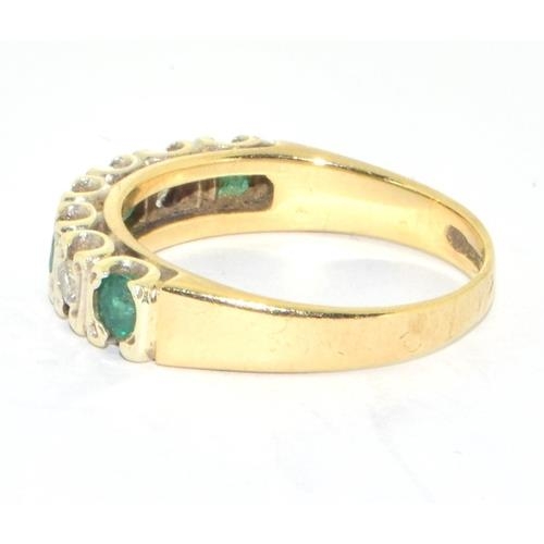 193 - 9ct gold ladies Diamond and Emerald 1/2 eternity ring hallmarked as 0.25ct size L