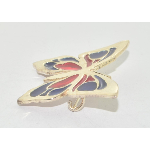 204 - Silver and enamel butterfly brooch