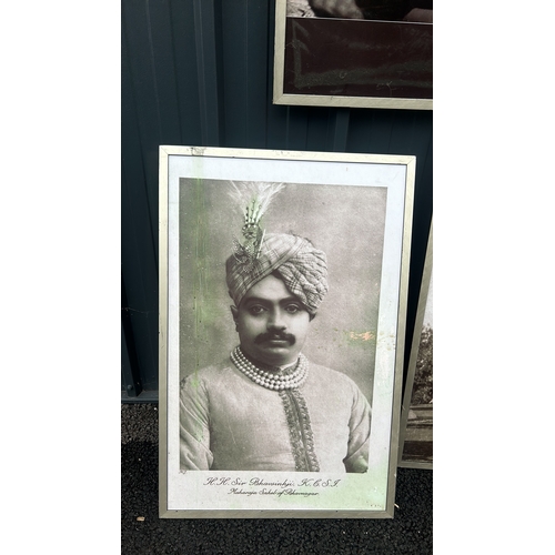 251 - Fascinating collection of four very large vintage sepia prints featuring Maharajas in traditional at... 