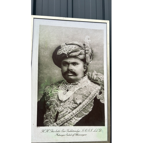 251 - Fascinating collection of four very large vintage sepia prints featuring Maharajas in traditional at... 