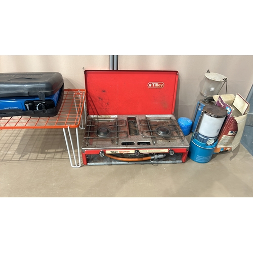 198 - Portable camping stoves, including a Campingaz Camp Bistro single burner and a vintage Tilley Talism... 