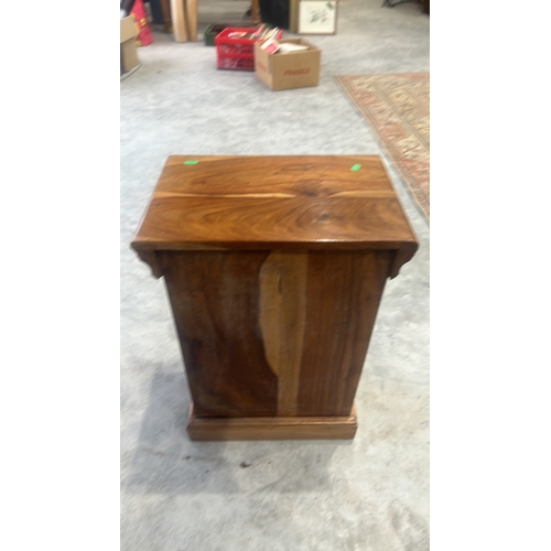 290 - Wooden bed side cabinet featuring Hand-carved intricate elephant motifs central panel. Indian Hard W... 