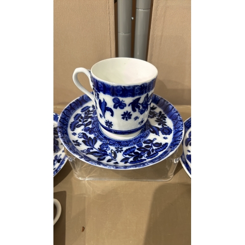 221 - Royal Worcester tea set with floral blue pattern and Ralph Wood Toby jug. Includes certificate of au... 