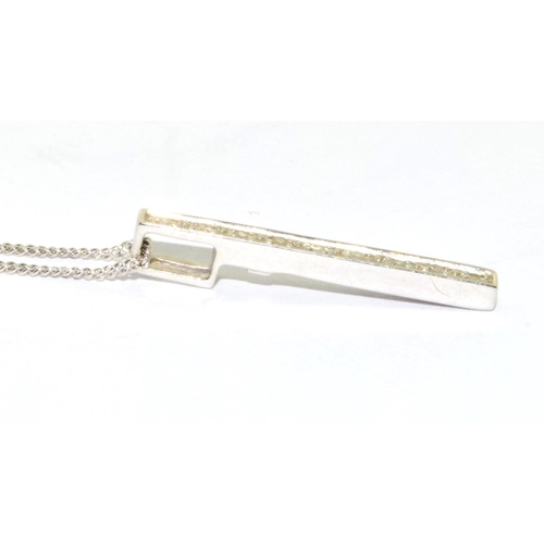 11 - 9ct white gold Diamond bar pendant and 42cm chain