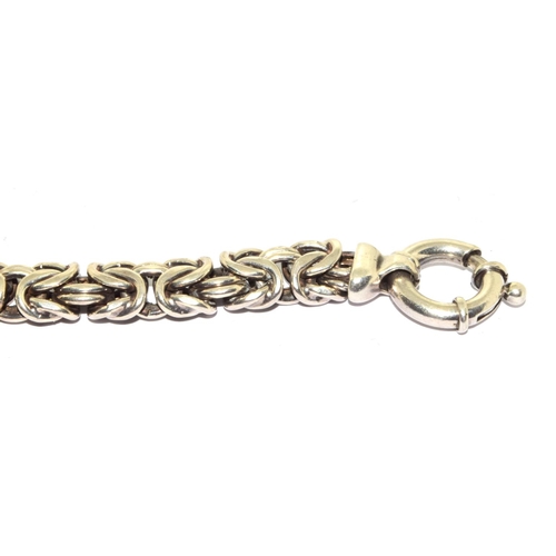 138 - good solid fancy link 925 silver bracelet with entwined meshed linkage 20cm long 30grm