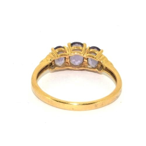 201 - 9ct gold ladies Amethyst and Diamond vintage ring size Q