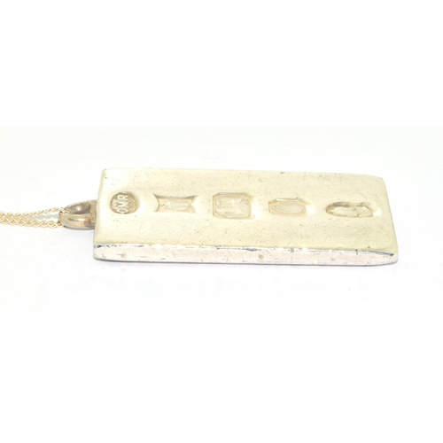 362 - Silver fully hall marked Ingot and chain 